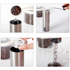 Ceramic Burr Manual Coffee Grinder Portable Hand Crank Stainless Coffee Mill New