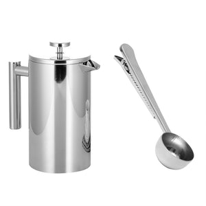 Stainless Steel French Press Coffee Tea Maker Double Wall Filter Baskets Cafetiere Coffee Pot